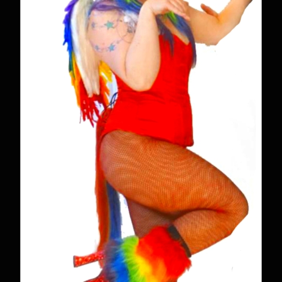 Rainbow Unicorn Pony Halloween Pride Fantasy Cosplay Wig Costume Feather Wings - Picture 6 of 7